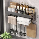 Wall-Mounted Kitchen Spice Storage Rack Condiment Rack Multifunctional Household Utensil Rack Kitchen Hanging Organizers - Image 10