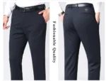 Men's autumn/winter fashionable business casual pants, elastic slim fit warm and plush suit pants, work clothes - Image 15