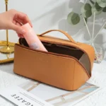 Travel Makeup Bag, Large Capacity Cosmetic Organizer Bags for Women, Waterproof PU Leather Toiletry Bags Wide Open Flat Makeup - Image 4