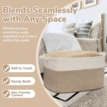 Laundry Basket, Woven Storage Baskets for Organizing, Cube Cotton Rope Baskets for Shelves, Magazine & Newspaper Baskets - Image 5
