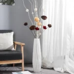 White Tall Floor Vase, 24" Ceramic Large Vase, Decorative Flower Vases - Image 3