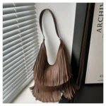 Large Capacity Casual Solid Retro Tassel Tote Bags Hot Sale Versatile Underarm Women's Bag Concise Advanced Sense Shoulder Bags - Image 38