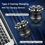 Electric Shaver 7D Floating Cutter Head Base Charging Portable Men Beard Trimmer Clipper Rechargeable Bald Head Electric Razor - Image 6