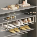Adjustable Shoe Rack - Space Saving Shoe Organizer for Home Multi Layer Shoe Shelf with Hanging Baskets Compact Design - Image 8