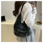 Large Capacity Casual Solid Retro Tassel Tote Bags Hot Sale Versatile Underarm Women's Bag Concise Advanced Sense Shoulder Bags - Image 34
