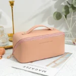 Travel Makeup Bag, Large Capacity Cosmetic Organizer Bags for Women, Waterproof PU Leather Toiletry Bags Wide Open Flat Makeup - Image 7