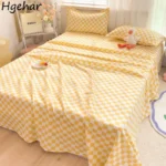 Bed Sheets Plaid Non-slip Comfortable Washed Twin Queen Full Size Nordic Style Universal Bedspread Simple Durable Antibacterial