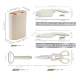 Stainless Steel Kitchen Knife and Scissors Five-Piece Set [Including Knife Holder] Household Fruit Knife, Slicing Knife, Scissors, Melon Peeler, Knife Holder, Complete Home Set - Image 2