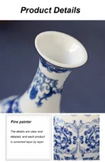 Ceramics Flower Vase Decoration Home Blue And White Vases For Wedding Decor Living Room Ornaments Table Desktop Retro Art Crafts - Image 14