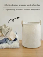 Foldable Fabric Laundry Basket Home Use Dirty Clothes Hamper Toy Storage Basket Wash Tub Bedroom Utility Storage Basket - Image 3