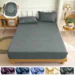 90/120/150/180x200 Fitted Bed Sheet With Elastic Band Solid Color Mattress Covers Protector Single Double King Beds 100% Polyest - Image 14