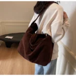 Women's Tote Bags 2025 New Fashion Suede Vintage Large Shoulder Crossbody Bag for Woman Korean Female Student Bookbag Handbags - Image 23