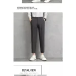 Men's Beige Slim-Fit Cropped Pants Pleated Detail Formal Casual Trousers - Image 3