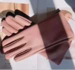 Women's Synthetic Leather Gloves Winter Warmth Short Thin Screen Driving Female Color Leather Gloves New 2022 Cycling - Image 2