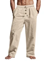 Men's Casual Trousers 2025 Spring/Summer New Man Large Size white Straight trousers Solid Beach black Fitness Pants S-XXXL - Image 3
