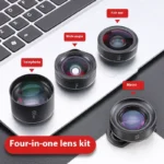 4-In-1 Phone Lens Kit Wide Angle, Macro, Fisheye & Telephoto Hd No-Distortion for All Smartphones