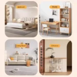 Wooden Material Wall Shelf Wall Mounted Hanging Organizers Storage Shelf No-Punch Design Bookshelf Living Room - Image 17