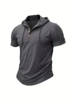 Men T Shirts  Summer Slim Fitness Hooded Short-Sleeved Bodybuilding Quick Dry Tshirt Male Gym Clothes Breathable Sports Tops - Image 26