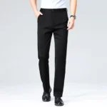 High-stretch fabric men's business trousers suitable for all seasons, featuring an elastic waistband and classic office/work for - Image 4