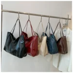 Tote Women's Bag Korean Style Large Capacity Soft Leather Shoulder Bag Retro Casual Hand-held Bucket Bag 2025 Одноплечевая сумка - Image 19