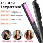 2 in 1 Hair Straightener Multifunctional Curling & Straightening Brush Ceramic Hot Comb Generator Helps Reduce Frizz Salon Tools - Image 9