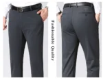 Men's autumn/winter fashionable business casual pants, elastic slim fit warm and plush suit pants, work clothes - Image 16