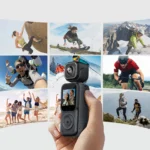 4K Vlogging Camera WiFi Pocket Action Camera with Dual Front & Rear Cameras Split-Screen LCD for Sport Outdoor Riding Travel