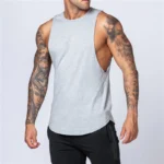 Muscle Exercise Tank Tops Men Summer Drop Armhole Vest Gym Clothing Cotton Singlet Cut Off Sleeveless T Shirt Bodybuilding Top - Image 4