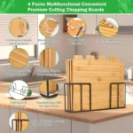 Cutting Boards with Holder Sets for Kitchen Wood Chopping Block for Meat Fish Vegetables Food Chopping Wood Boards Set - Image 2