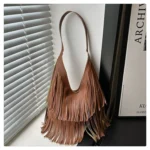 Large Capacity Casual Solid Retro Tassel Tote Bags Hot Sale Versatile Underarm Women's Bag Concise Advanced Sense Shoulder Bags - Image 37