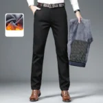 Men's autumn/winter fashionable business casual pants, elastic slim fit warm and plush suit pants, work clothes - Image 6