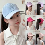 Kids Baseball Caps  Children Love Embroidery Breathable High Ponytail Baseball Caps Adjustable Summer UV Protection Snapback Hat - Image 15