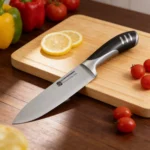 High-quality 8piece premium stainless steel kitchen knife set including kitchen chef knives with rubber wood block knife holders - Image 3