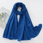 Fancy Fine Pleated Rayon Cotton Scarves Micro Crinkle Soft Cotton Long Shawl Factory Hemming Cheap Price Hijab - Image 2