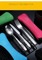 Portable Dinnerware Set - Ultra-Portable, Vibrant Printed, Stainless Steel Cutlery Set with Knifes, Fork, Spoon Carrying Bag - Image 19