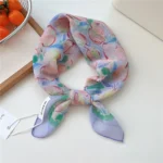 55cm Flower Floral Print Square Scarf Neckerchief Fashion Scarves Kerchief Bandanas Headscarf Hair Ribbon Accessories for Women - Image 6