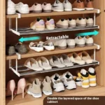 Adjustable Shoe Rack - Space Saving Shoe Organizer for Home Multi Layer Shoe Shelf with Hanging Baskets Compact Design - Image 3