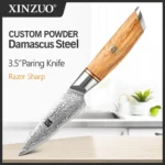 XINZUO 1-8pcs Kitchen Knife Set 73 Layers Custom Damascus Steel 15°±1 Per Side Steel Blade with Olive Wood Handle - Image 8