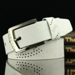 Men's Leather Belt Letter Print Luxury Classic Buckle Business Cowboy Vintage Waistband Alloy Belts - Image 14