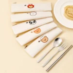 WORTHBUY Dinnerware Set Stainless Steel Cutlery Set With Tableware Bag Kitchen Utensil Travel Portable Spoon Fork Chopsticks - Image 11