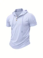 Men T Shirts  Summer Slim Fitness Hooded Short-Sleeved Bodybuilding Quick Dry Tshirt Male Gym Clothes Breathable Sports Tops - Image 24