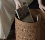 Leather Dirty Laundry Basket Woven Storage Baskets Multifunction Organizer Basket Luxury Large Living Room Organizers Baskets - Image 15
