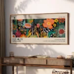 Colorful Flowers Wall Art Abstract Print,Japanese Wall Art,Inspired By Yayoi Kusama Japandi Wall Art,Exhibition Poster Unframed - Image 8