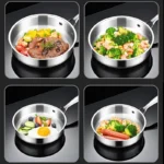 16cm/20cm Frying Pan Stainless Steel Frying Pan Non Coated Flat Bottom Household Cooking Steak Omelet Pan General - Image 6
