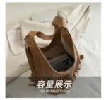 Large Capacity Casual Solid Retro Tassel Tote Bags Hot Sale Versatile Underarm Women's Bag Concise Advanced Sense Shoulder Bags - Image 19