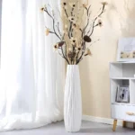 White Tall Floor Vase, 24" Ceramic Large Vase, Decorative Flower Vases - Image 2