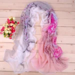 New Peony Flower Women's Printed Chiffon Long Scarves Wholesale Yiwu Autumn and Winter Scarves Small Scarves - Image 2