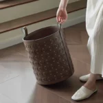 Leather Dirty Laundry Basket Woven Storage Baskets Multifunction Organizer Basket Luxury Large Living Room Organizers Baskets - Image 20