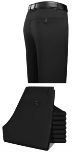 Mens Trousers Business Solid Color Casual Pants Summer Autumn Breathable Straight Pants Elastic Black Grey Loose Formal Pants - Image 9