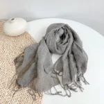 2024 Retro Solid Color Linen scarf Women's Spring And Summer Breathable Linen Cotton Scarves - Image 4